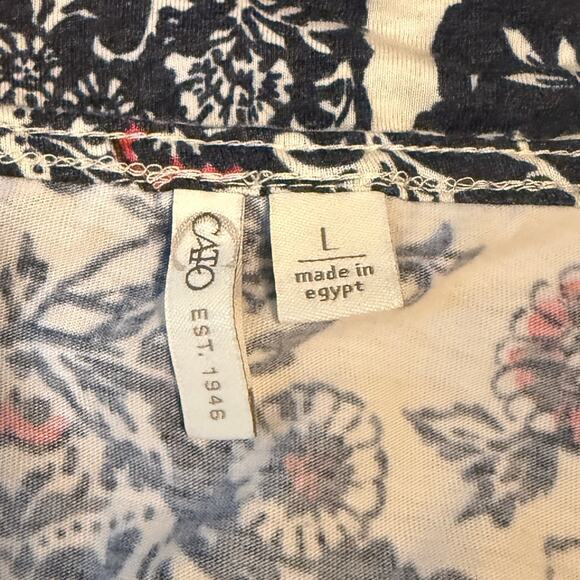 Cato Patchwork Top Shirt Braid Trim Cream Blue Large - Picture 6 of 10